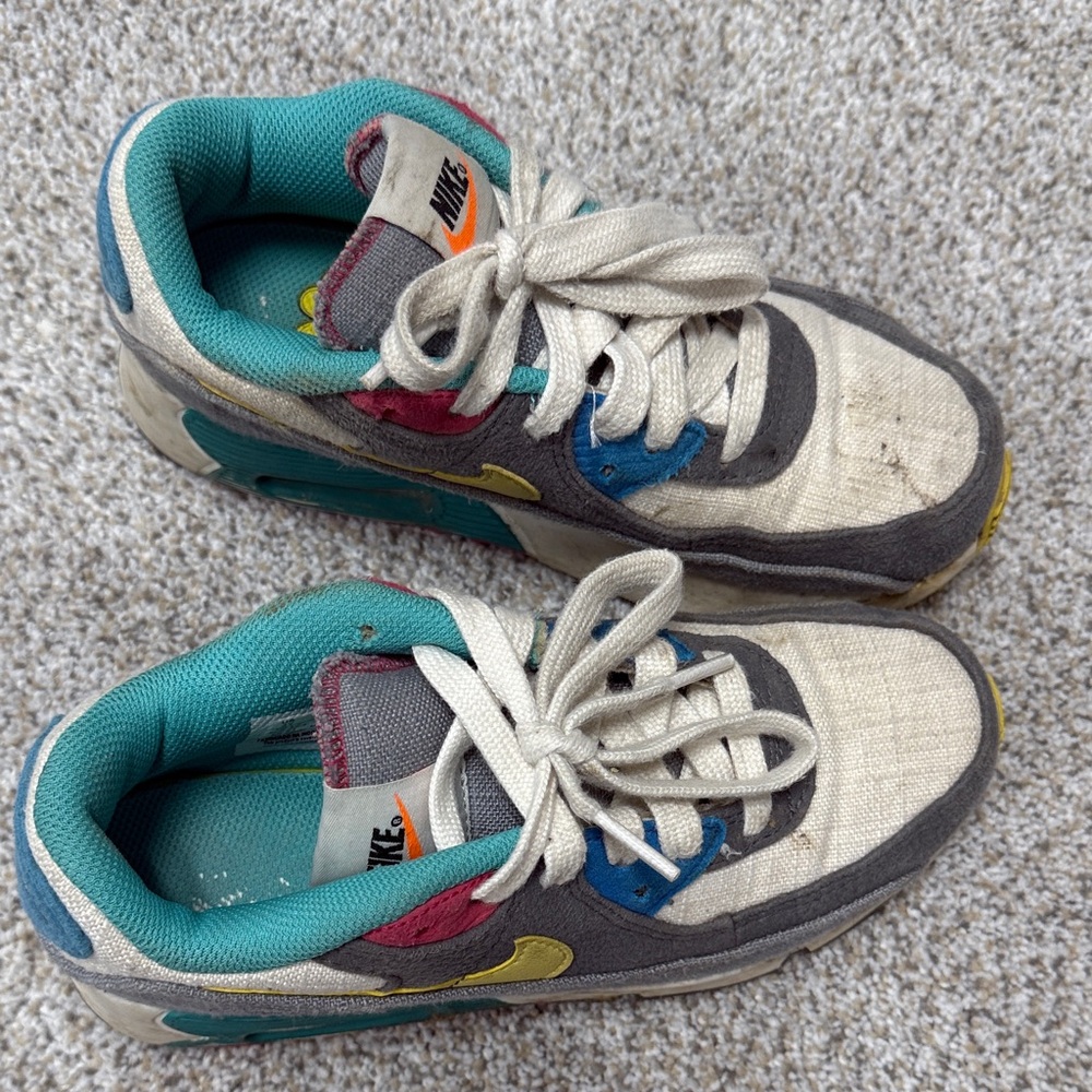 Nike Kids Sneakers with Gray, Blue, and Yellow Accents